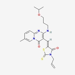 molecular formula C22H26N4O3S2 B11121737 3-allyl-5-((Z)-1-{2-[(3-isopropoxypropyl)amino]-7-methyl-4-oxo-4H-pyrido[1,2-a]pyrimidin-3-yl}methylidene)-2-thioxo-1,3-thiazolan-4-one 