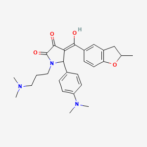 molecular formula C27H33N3O4 B11121746 5-[4-(dimethylamino)phenyl]-1-[3-(dimethylamino)propyl]-3-hydroxy-4-[(2-methyl-2,3-dihydro-1-benzofuran-5-yl)carbonyl]-1,5-dihydro-2H-pyrrol-2-one 