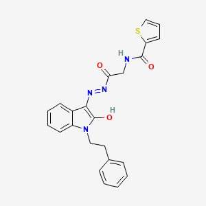 N-({N'-[(3Z)-2-Oxo-1-(2-phenylethyl)-2,3-dihydro-1H-indol-3-ylidene]hydrazinecarbonyl}methyl)thiophene-2-carboxamide