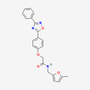 molecular formula C22H19N3O4 B11121786 N-[(5-methylfuran-2-yl)methyl]-2-[4-(3-phenyl-1,2,4-oxadiazol-5-yl)phenoxy]acetamide 