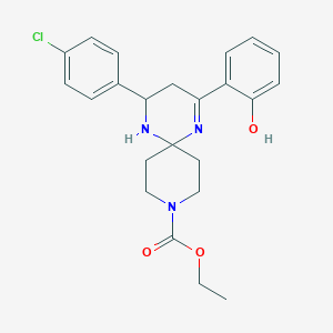 Ethyl 4-(4-chlorophenyl)-2-(2-hydroxyphenyl)-1,5,9-triazaspiro[5.5]undec-1-ene-9-carboxylate