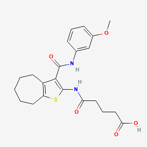 molecular formula C22H26N2O5S B11121834 5-({3-[(3-methoxyphenyl)carbamoyl]-5,6,7,8-tetrahydro-4H-cyclohepta[b]thiophen-2-yl}amino)-5-oxopentanoic acid 