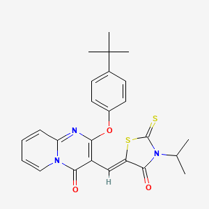 molecular formula C25H25N3O3S2 B11121862 2-(4-tert-butylphenoxy)-3-{(Z)-[4-oxo-3-(propan-2-yl)-2-thioxo-1,3-thiazolidin-5-ylidene]methyl}-4H-pyrido[1,2-a]pyrimidin-4-one 