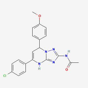 molecular formula C20H18ClN5O2 B11121867 N-[5-(4-chlorophenyl)-7-(4-methoxyphenyl)-3,7-dihydro[1,2,4]triazolo[1,5-a]pyrimidin-2-yl]acetamide 