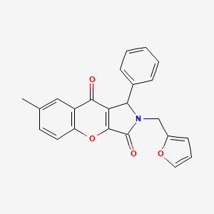 molecular formula C23H17NO4 B11121893 2-(Furan-2-ylmethyl)-7-methyl-1-phenyl-1,2-dihydrochromeno[2,3-c]pyrrole-3,9-dione 