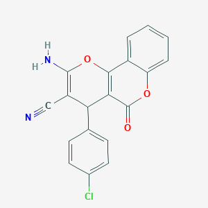 molecular formula C19H11ClN2O3 B11121922 2-amino-4-(4-chlorophenyl)-5-oxo-4H,5H-pyrano[3,2-c]chromene-3-carbonitrile 