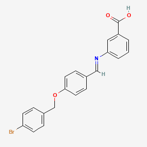 molecular formula C21H16BrNO3 B11121955 3-{[(E)-{4-[(4-bromobenzyl)oxy]phenyl}methylidene]amino}benzoic acid 