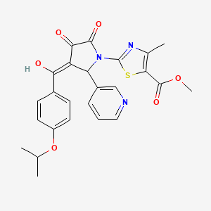 molecular formula C25H23N3O6S B11121973 methyl 2-[3-hydroxy-2-oxo-4-{[4-(propan-2-yloxy)phenyl]carbonyl}-5-(pyridin-3-yl)-2,5-dihydro-1H-pyrrol-1-yl]-4-methyl-1,3-thiazole-5-carboxylate 