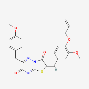 molecular formula C24H21N3O5S B11121975 (2E)-6-(4-methoxybenzyl)-2-[3-methoxy-4-(prop-2-en-1-yloxy)benzylidene]-7H-[1,3]thiazolo[3,2-b][1,2,4]triazine-3,7(2H)-dione 