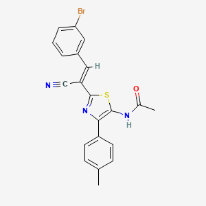 molecular formula C21H16BrN3OS B11122029 N-{2-[(E)-2-(3-bromophenyl)-1-cyanoethenyl]-4-(4-methylphenyl)-1,3-thiazol-5-yl}acetamide 