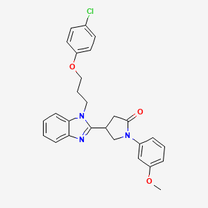 molecular formula C27H26ClN3O3 B11122033 4-{1-[3-(4-chlorophenoxy)propyl]-1H-benzimidazol-2-yl}-1-(3-methoxyphenyl)pyrrolidin-2-one 