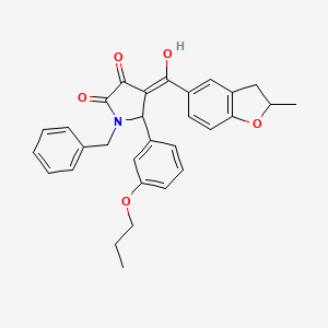 molecular formula C30H29NO5 B11122034 1-benzyl-3-hydroxy-4-[(2-methyl-2,3-dihydro-1-benzofuran-5-yl)carbonyl]-5-(3-propoxyphenyl)-1,5-dihydro-2H-pyrrol-2-one 