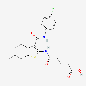 molecular formula C21H23ClN2O4S B11122053 5-({3-[(4-Chlorophenyl)carbamoyl]-6-methyl-4,5,6,7-tetrahydro-1-benzothiophen-2-yl}amino)-5-oxopentanoic acid 