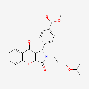 molecular formula C25H25NO6 B11122054 Methyl 4-{3,9-dioxo-2-[3-(propan-2-yloxy)propyl]-1,2,3,9-tetrahydrochromeno[2,3-c]pyrrol-1-yl}benzoate 