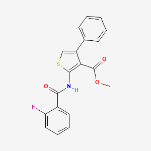 molecular formula C19H14FNO3S B11122058 Methyl 2-{[(2-fluorophenyl)carbonyl]amino}-4-phenylthiophene-3-carboxylate 