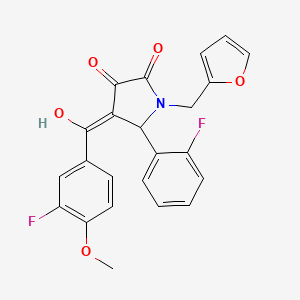 molecular formula C23H17F2NO5 B11122109 4-[(3-fluoro-4-methoxyphenyl)carbonyl]-5-(2-fluorophenyl)-1-(furan-2-ylmethyl)-3-hydroxy-1,5-dihydro-2H-pyrrol-2-one 