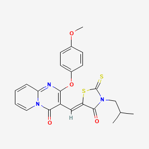 molecular formula C23H21N3O4S2 B11122115 2-(4-methoxyphenoxy)-3-{(Z)-[3-(2-methylpropyl)-4-oxo-2-thioxo-1,3-thiazolidin-5-ylidene]methyl}-4H-pyrido[1,2-a]pyrimidin-4-one 