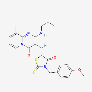 3-{(Z)-[3-(4-methoxybenzyl)-4-oxo-2-thioxo-1,3-thiazolidin-5-ylidene]methyl}-9-methyl-2-[(2-methylpropyl)amino]-4H-pyrido[1,2-a]pyrimidin-4-one