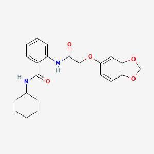 molecular formula C22H24N2O5 B11122155 2-{[(1,3-benzodioxol-5-yloxy)acetyl]amino}-N-cyclohexylbenzamide 