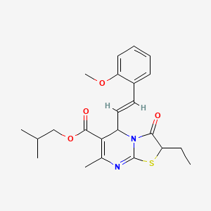 molecular formula C23H28N2O4S B11122172 2-methylpropyl 2-ethyl-5-[(E)-2-(2-methoxyphenyl)ethenyl]-7-methyl-3-oxo-2,3-dihydro-5H-[1,3]thiazolo[3,2-a]pyrimidine-6-carboxylate 