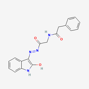 molecular formula C18H16N4O3 B11122233 N-({N'-[(3Z)-2-Oxo-2,3-dihydro-1H-indol-3-ylidene]hydrazinecarbonyl}methyl)-2-phenylacetamide 