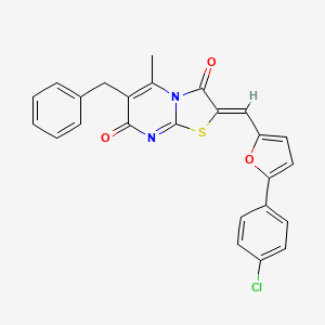 molecular formula C25H17ClN2O3S B11122241 (2Z)-6-benzyl-2-{[5-(4-chlorophenyl)furan-2-yl]methylidene}-5-methyl-7H-[1,3]thiazolo[3,2-a]pyrimidine-3,7(2H)-dione 