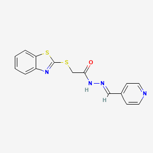 molecular formula C15H12N4OS2 B11122257 2-(1,3-benzothiazol-2-ylsulfanyl)-N'-[(E)-pyridin-4-ylmethylidene]acetohydrazide 