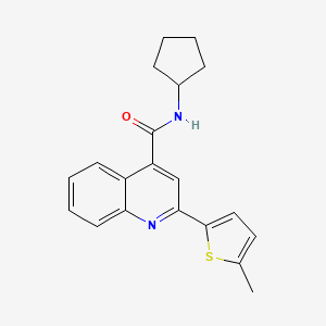 molecular formula C20H20N2OS B11122289 N-cyclopentyl-2-(5-methylthiophen-2-yl)quinoline-4-carboxamide 