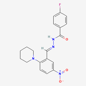 4-fluoro-N'-{(E)-[5-nitro-2-(piperidin-1-yl)phenyl]methylidene}benzohydrazide