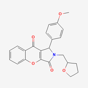 molecular formula C23H21NO5 B11122331 1-(4-Methoxyphenyl)-2-(tetrahydrofuran-2-ylmethyl)-1,2-dihydrochromeno[2,3-c]pyrrole-3,9-dione 