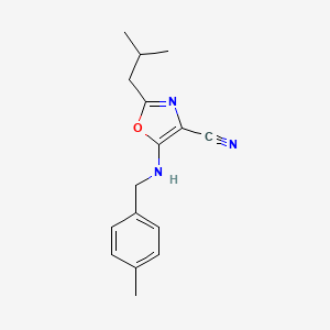 molecular formula C16H19N3O B11122351 5-[(4-Methylbenzyl)amino]-2-(2-methylpropyl)-1,3-oxazole-4-carbonitrile 