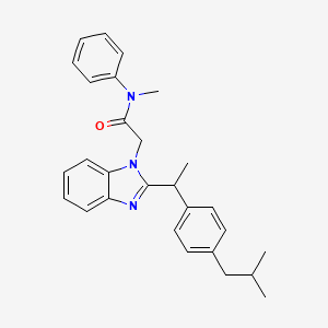 molecular formula C28H31N3O B11122368 N-methyl-2-(2-{1-[4-(2-methylpropyl)phenyl]ethyl}-1H-benzimidazol-1-yl)-N-phenylacetamide 