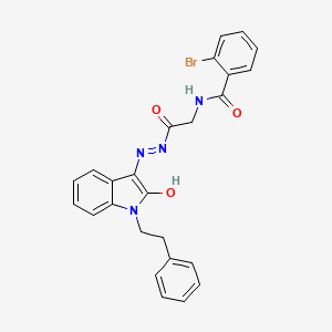 molecular formula C25H21BrN4O3 B11122390 2-Bromo-N-({N'-[(3E)-2-oxo-1-(2-phenylethyl)-2,3-dihydro-1H-indol-3-ylidene]hydrazinecarbonyl}methyl)benzamide 