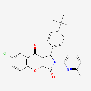 molecular formula C27H23ClN2O3 B11122421 1-(4-Tert-butylphenyl)-7-chloro-2-(6-methylpyridin-2-yl)-1,2-dihydrochromeno[2,3-c]pyrrole-3,9-dione 