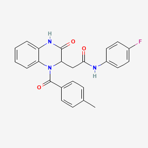 N-(4-fluorophenyl)-2-{1-[(4-methylphenyl)carbonyl]-3-oxo-1,2,3,4-tetrahydroquinoxalin-2-yl}acetamide