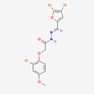 molecular formula C14H11Br3N2O4 B11122477 2-(2-bromo-4-methoxyphenoxy)-N'-[(E)-(4,5-dibromofuran-2-yl)methylidene]acetohydrazide 