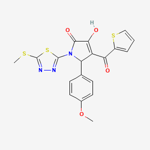 (4E)-4-[hydroxy(thiophen-2-yl)methylidene]-5-(4-methoxyphenyl)-1-[5-(methylsulfanyl)-1,3,4-thiadiazol-2-yl]pyrrolidine-2,3-dione