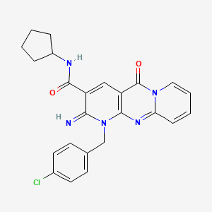 7-[(4-chlorophenyl)methyl]-N-cyclopentyl-6-imino-2-oxo-1,7,9-triazatricyclo[8.4.0.03,8]tetradeca-3(8),4,9,11,13-pentaene-5-carboxamide