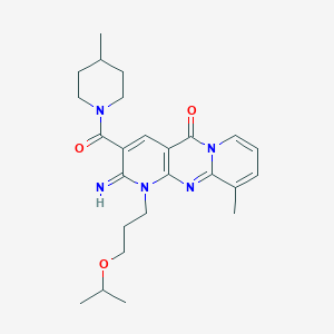 6-imino-11-methyl-5-(4-methylpiperidine-1-carbonyl)-7-(3-propan-2-yloxypropyl)-1,7,9-triazatricyclo[8.4.0.03,8]tetradeca-3(8),4,9,11,13-pentaen-2-one