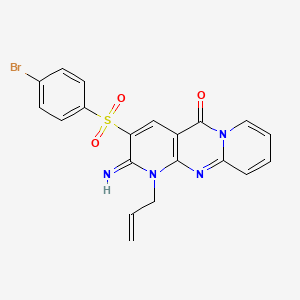 5-(4-bromophenyl)sulfonyl-6-imino-7-prop-2-enyl-1,7,9-triazatricyclo[8.4.0.03,8]tetradeca-3(8),4,9,11,13-pentaen-2-one