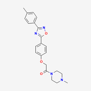 molecular formula C22H24N4O3 B11122575 2-{4-[3-(4-Methylphenyl)-1,2,4-oxadiazol-5-yl]phenoxy}-1-(4-methylpiperazin-1-yl)ethanone 