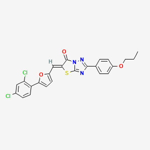 (5Z)-5-{[5-(2,4-dichlorophenyl)furan-2-yl]methylidene}-2-(4-propoxyphenyl)[1,3]thiazolo[3,2-b][1,2,4]triazol-6(5H)-one