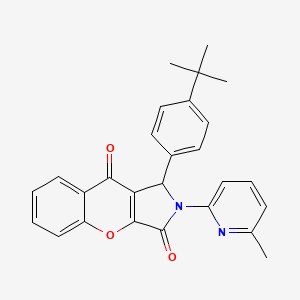 molecular formula C27H24N2O3 B11122624 1-(4-Tert-butylphenyl)-2-(6-methylpyridin-2-yl)-1,2-dihydrochromeno[2,3-c]pyrrole-3,9-dione 