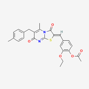 2-ethoxy-4-{(Z)-[5-methyl-6-(4-methylbenzyl)-3,7-dioxo-7H-[1,3]thiazolo[3,2-a]pyrimidin-2(3H)-ylidene]methyl}phenyl acetate