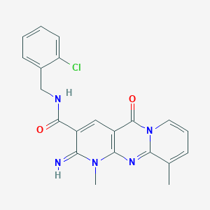 N-[(2-chlorophenyl)methyl]-6-imino-7,11-dimethyl-2-oxo-1,7,9-triazatricyclo[8.4.0.03,8]tetradeca-3(8),4,9,11,13-pentaene-5-carboxamide