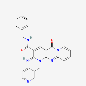 6-imino-11-methyl-N-[(4-methylphenyl)methyl]-2-oxo-7-(pyridin-3-ylmethyl)-1,7,9-triazatricyclo[8.4.0.03,8]tetradeca-3(8),4,9,11,13-pentaene-5-carboxamide