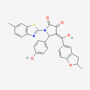 3-hydroxy-5-(4-hydroxyphenyl)-1-(6-methyl-1,3-benzothiazol-2-yl)-4-[(2-methyl-2,3-dihydro-1-benzofuran-5-yl)carbonyl]-1,5-dihydro-2H-pyrrol-2-one