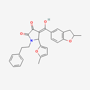 3-hydroxy-4-[(2-methyl-2,3-dihydro-1-benzofuran-5-yl)carbonyl]-5-(5-methylfuran-2-yl)-1-(2-phenylethyl)-1,5-dihydro-2H-pyrrol-2-one