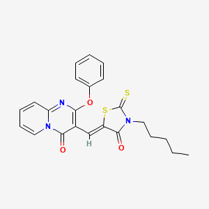 3-[(Z)-(4-oxo-3-pentyl-2-thioxo-1,3-thiazolidin-5-ylidene)methyl]-2-phenoxy-4H-pyrido[1,2-a]pyrimidin-4-one