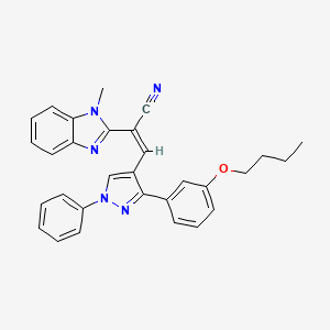 molecular formula C30H27N5O B11122819 (2Z)-3-[3-(3-butoxyphenyl)-1-phenyl-1H-pyrazol-4-yl]-2-(1-methyl-1H-benzimidazol-2-yl)prop-2-enenitrile 